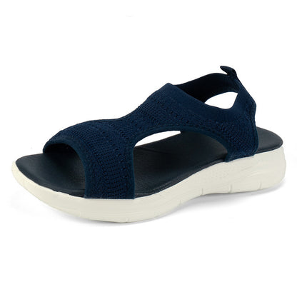 Wren - Women's Knit Open-Toe Roman Sandals, Breathable Flat Shoes
