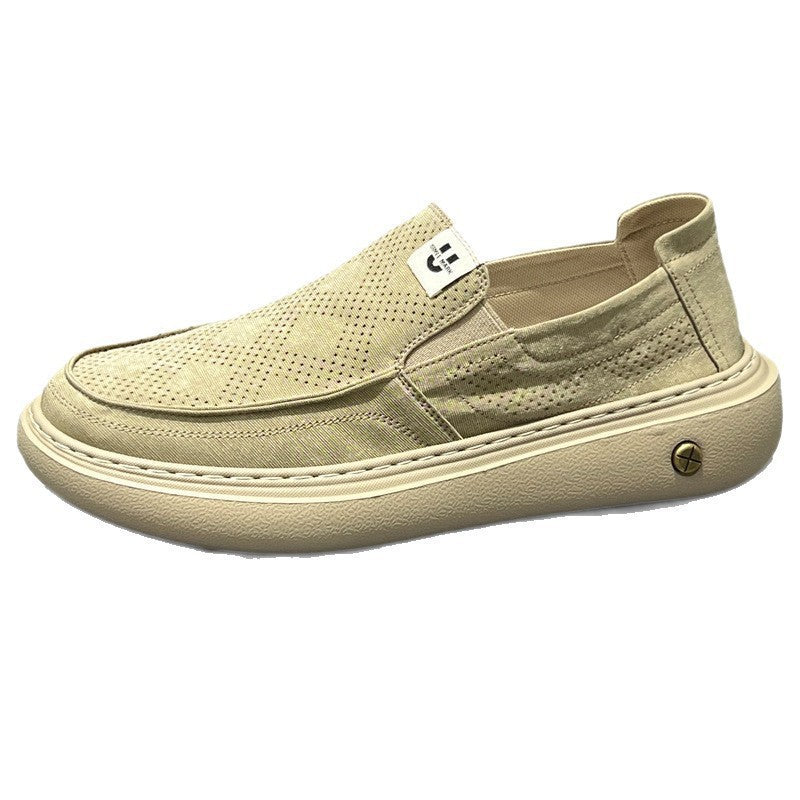 Beau - Men's Wide-Toe Canvas Slip-On Sneakers, Thick Sole Comfort Shoes