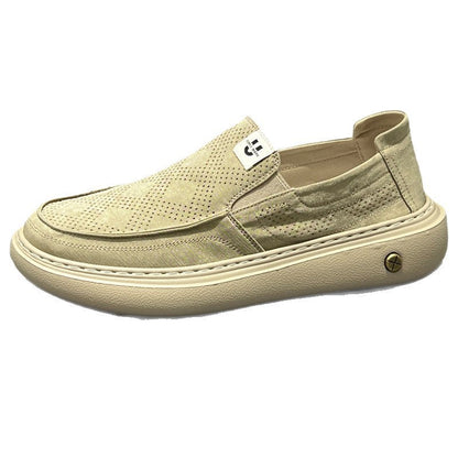 Beau - Men's Wide-Toe Canvas Slip-On Sneakers, Thick Sole Comfort Shoes