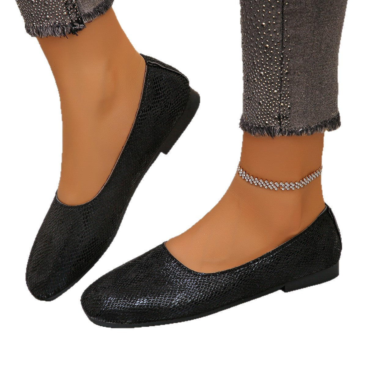 Faye - Women's Square-Toe Flat Loafers, Retro European-Style Shoes