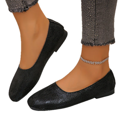 Faye - Women's Square-Toe Flat Loafers, Retro European-Style Shoes