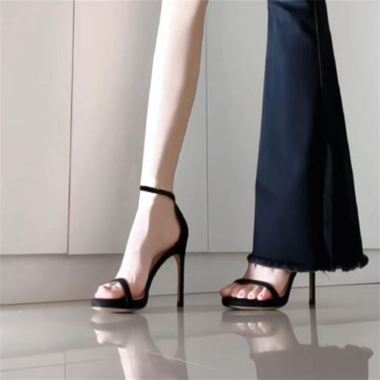 Elara - Women's Strappy Stiletto Platform Sandals, Sexy Metallic Heels
