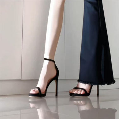 Elara - Women's Strappy Stiletto Platform Sandals, Sexy Metallic Heels