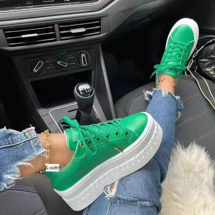 Luna - Women's Platform Lace-Up Sneakers, Thick Sole Nurse Shoes