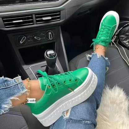 Luna - Women's Platform Lace-Up Sneakers, Thick Sole Nurse Shoes