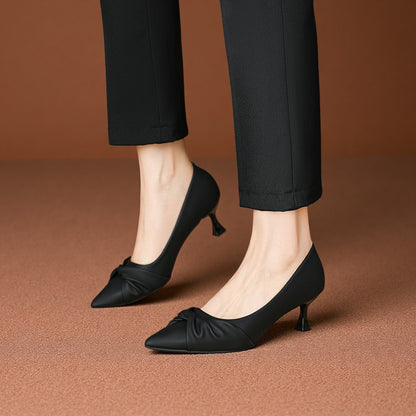 Faye - Women's Vintage Pointed-Toe Pumps, Elegant Low-Heel Office Shoes