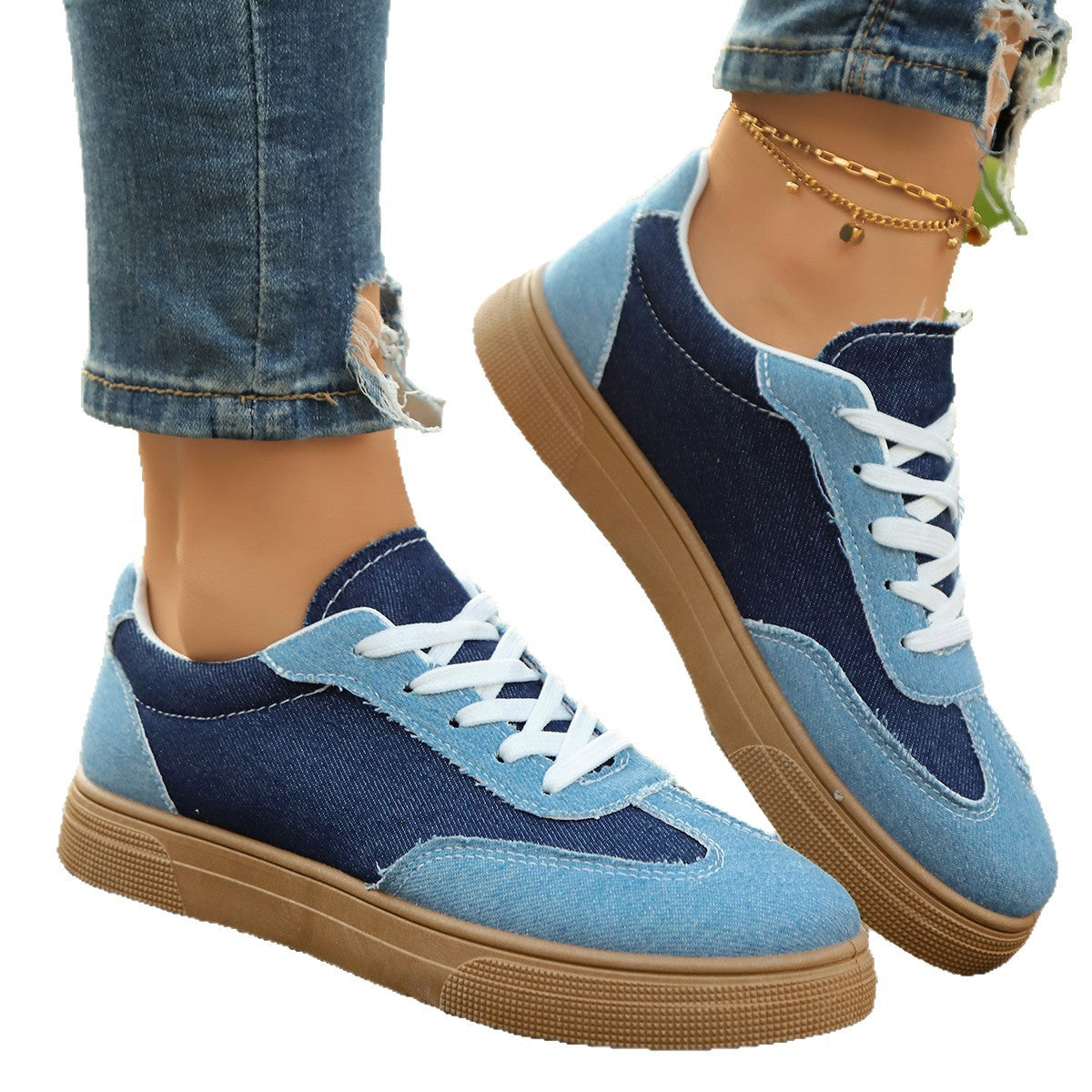 Nova - Women's Round-Toe Platform Skate Sneakers, Non-Slip Lace-Up Shoes