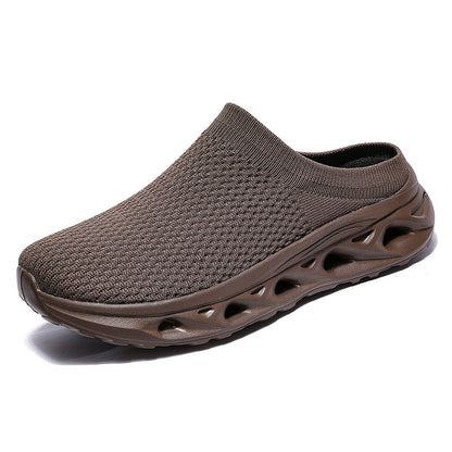 Axel - Men's Wide-Toe Knit Slip-On Shoes, Thick Sole Comfort Half-Slippers