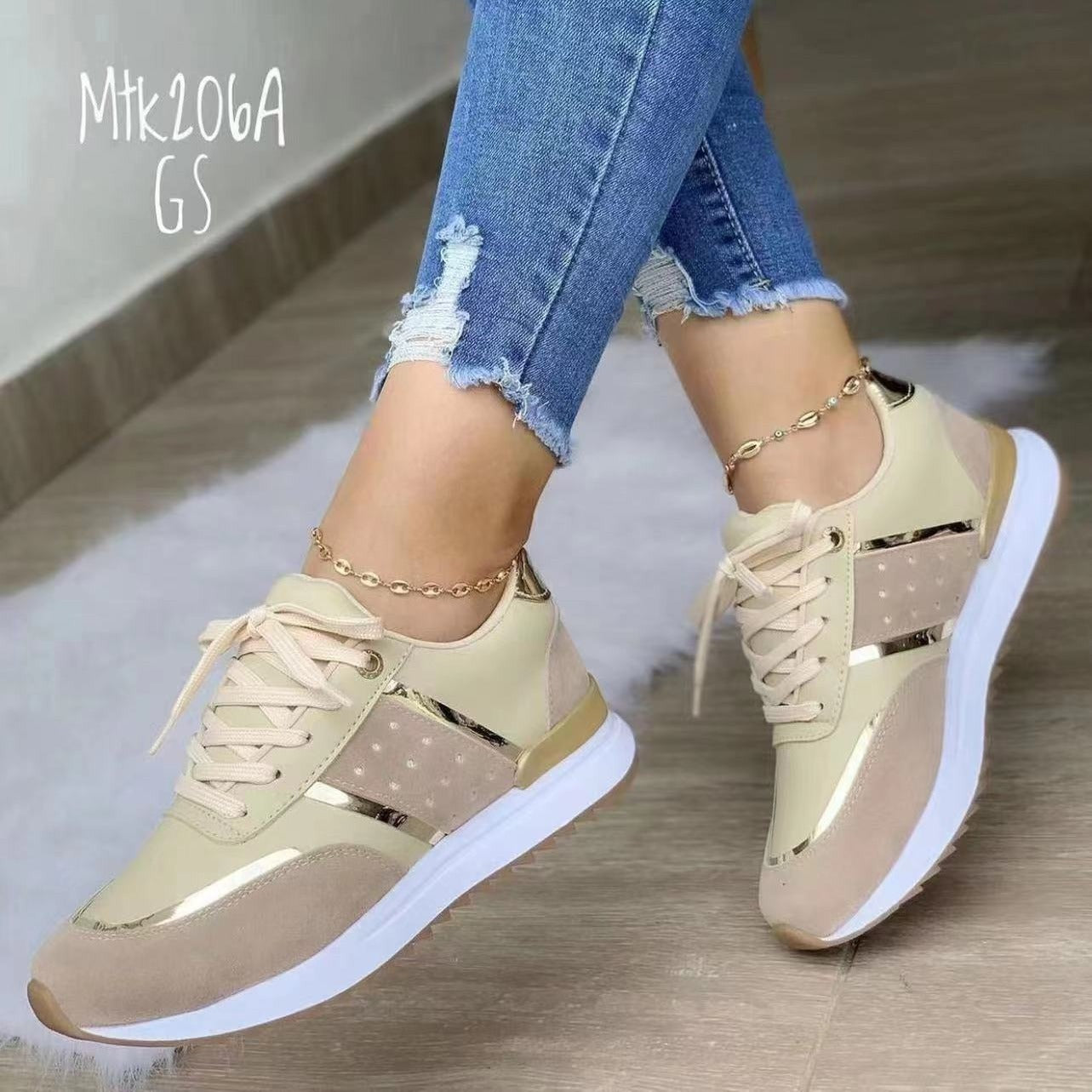 Ivy - Women's Color-Block Platform Sneakers, Low-Top Tennis Shoes