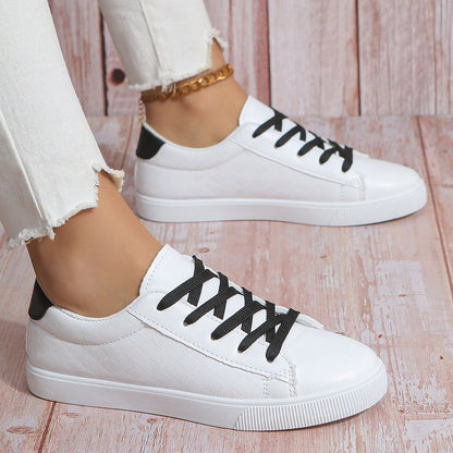 Hazel - Women's Minimalist Platform Sneakers, Thick Sole Lace-Up Shoes