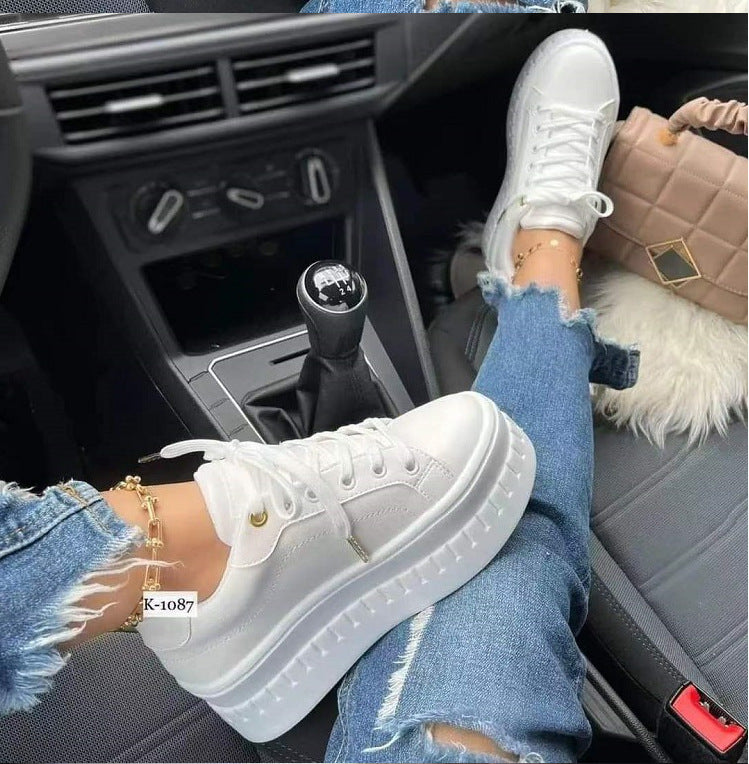 Luna - Women's Platform Lace-Up Sneakers, Thick Sole Nurse Shoes