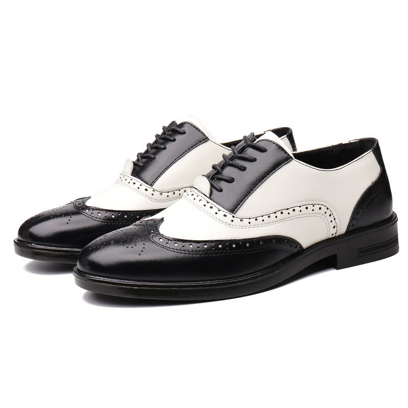 Liam - Men's Brogue Wingtip Business Shoes, Two-Tone Formal Oxfords
