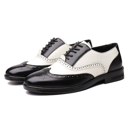 Liam - Men's Brogue Wingtip Business Shoes, Two-Tone Formal Oxfords