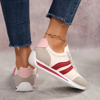 Faye - Women's Classic Low-Top Sneakers, Color-Block Flat Lace-Up Shoes
