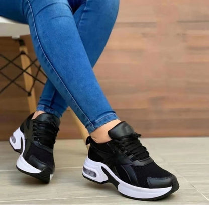 Vera - Women's Platform Mesh Lace-Up Sneakers, Air Cushion Nurse Shoes