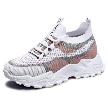 Zara - Women's Knit Mesh Dad Sneakers, Soft Sole Breathable Casual Shoes