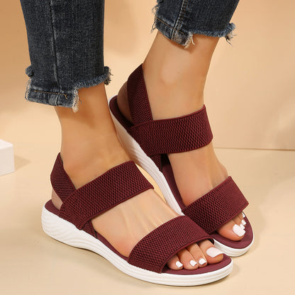 Hazel - Women's Wedge Roman Sandals, Open-Toe Elastic Strap Shoes