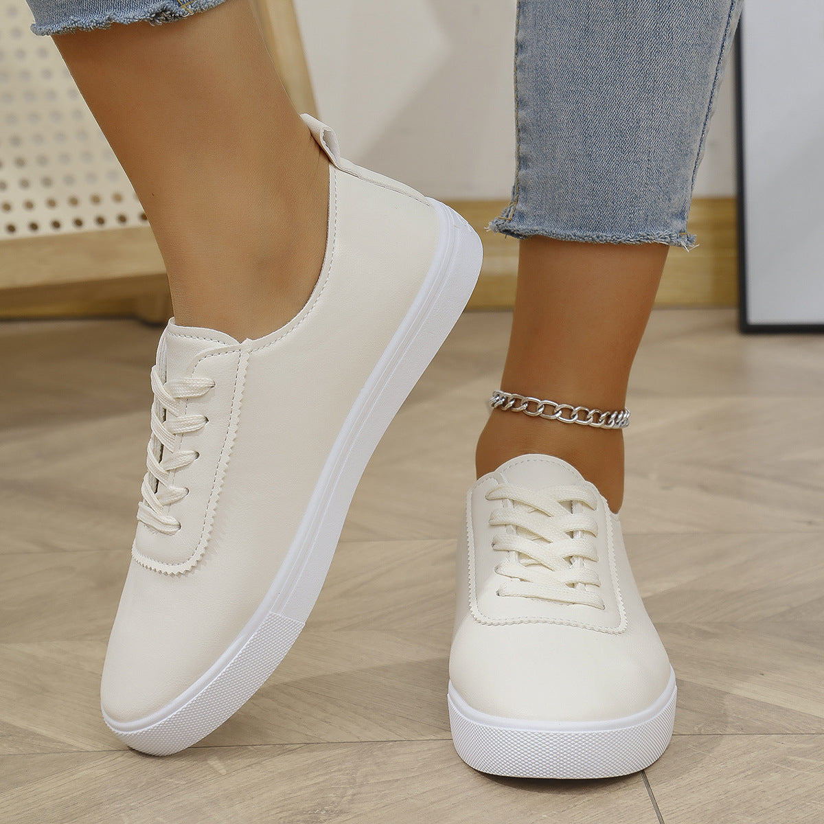 Talia - Women's Roman Style Lace-Up Sneakers, Non-Slip Flat Casual Shoes
