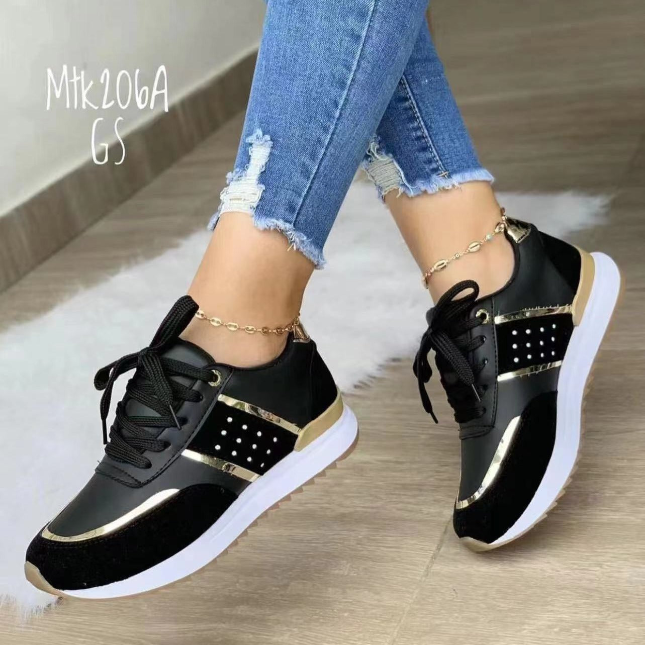 Ivy - Women's Color-Block Platform Sneakers, Low-Top Tennis Shoes