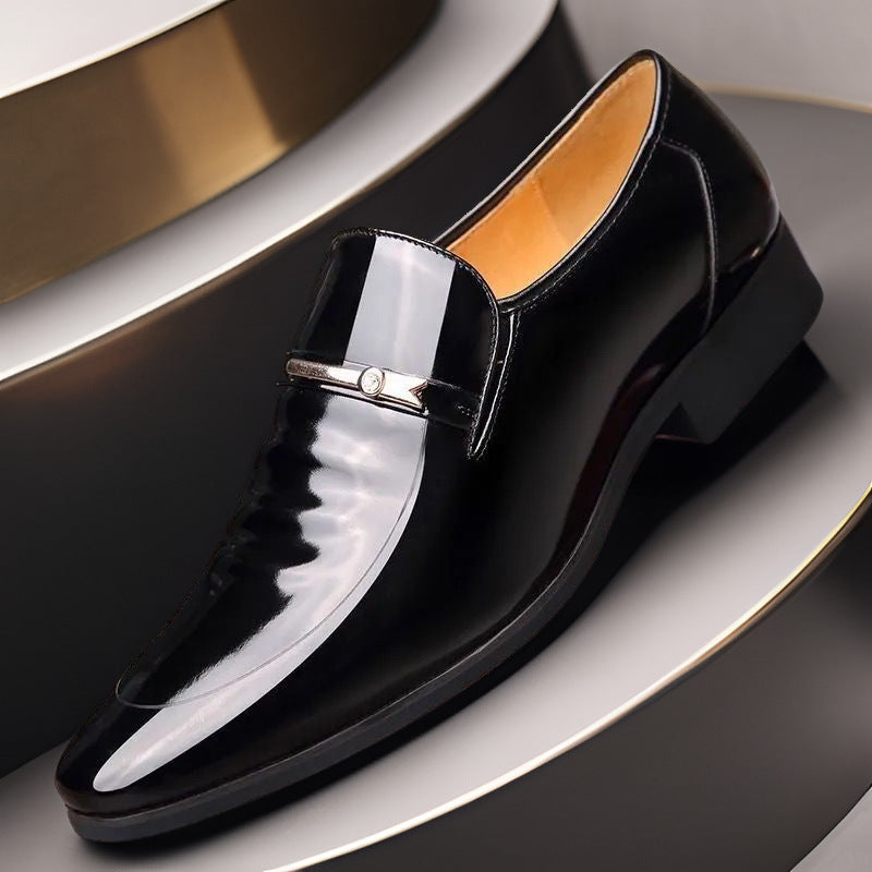 Reid - Men's Patent Leather Business Shoes, Formal Wedding Slip-On Oxfords