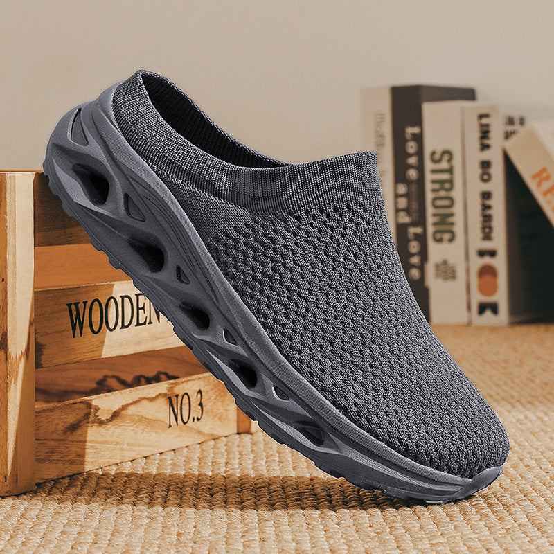 Axel - Men's Wide-Toe Knit Slip-On Shoes, Thick Sole Comfort Half-Slippers