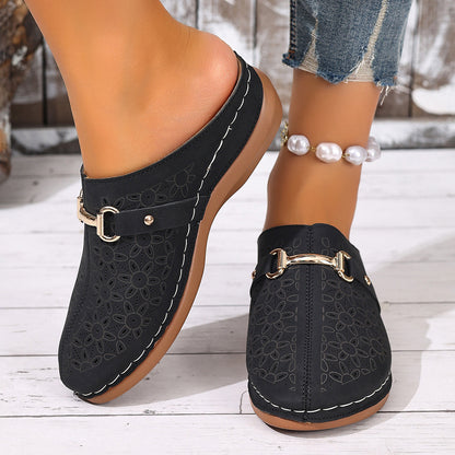 Ivy - Women's Closed-Toe Platform Slides, Thick Sole Backless Sandals