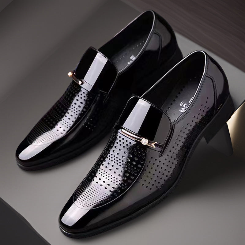 Reid - Men's Patent Leather Business Shoes, Formal Wedding Slip-On Oxfords