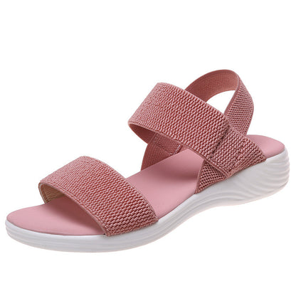 Hazel - Women's Wedge Roman Sandals, Open-Toe Elastic Strap Shoes