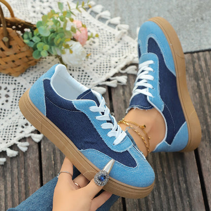 Nova - Women's Round-Toe Platform Skate Sneakers, Non-Slip Lace-Up Shoes