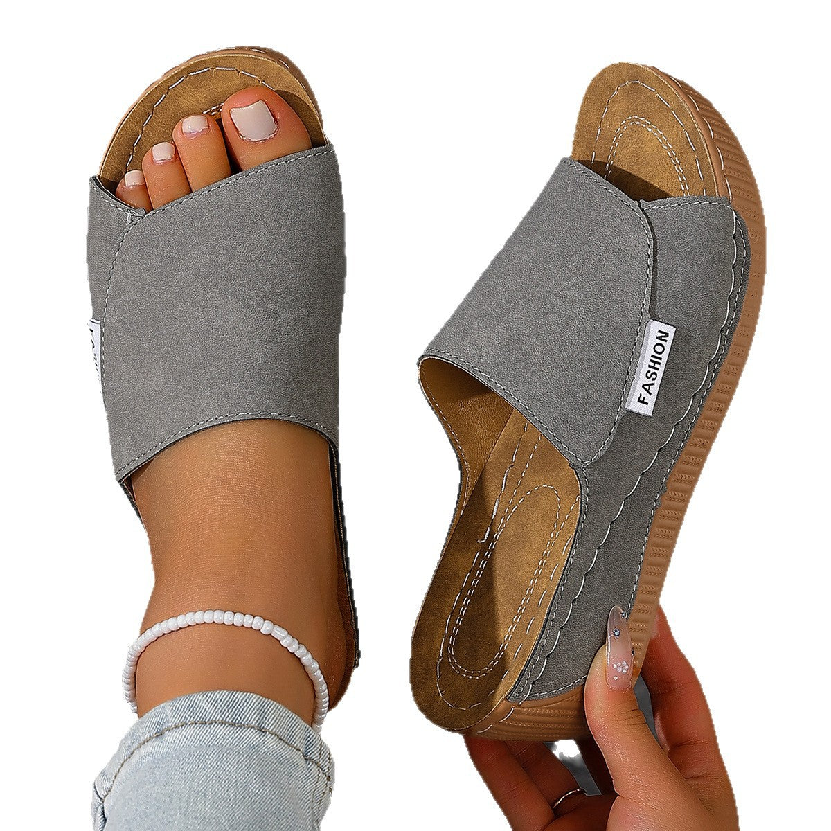 Talia - Women's Wedge Platform Beach Slides, Open-Toe Comfort Sandals