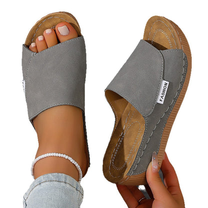 Talia - Women's Wedge Platform Beach Slides, Open-Toe Comfort Sandals