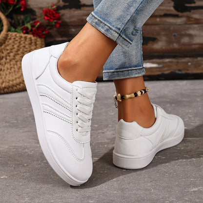 Nora - Women's Solid Platform Sneakers, Thick Sole Western-Style Shoes