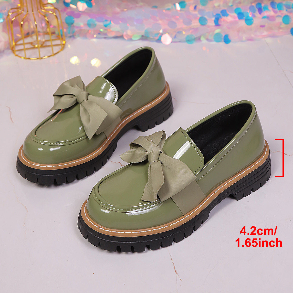 Tess - Women's Candy Color Platform Loafers, Retro Thick Sole Shoes