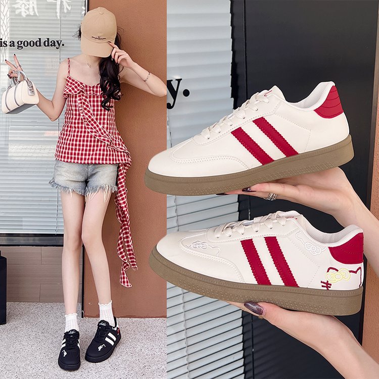 Mara - Women's Cat Embroidery Skate Sneakers, Cute Korean-Style Shoes