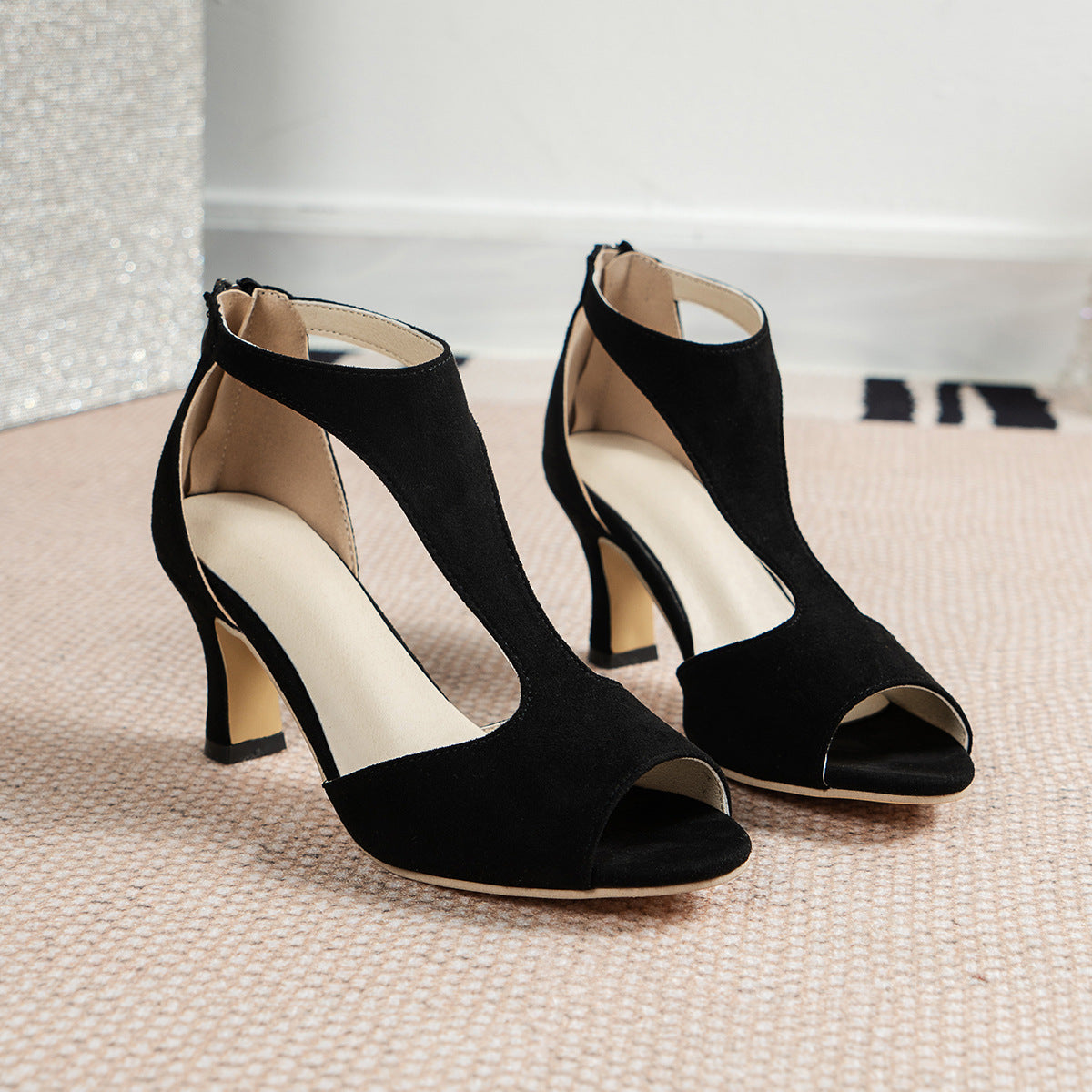 Briar - Women's Side-Zip Roman Heel Sandals, Sleek Stiletto Open-Toe Shoes