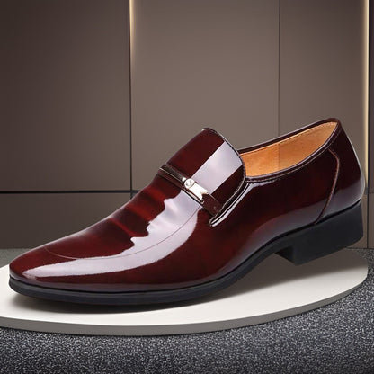 Reid - Men's Patent Leather Business Shoes, Formal Wedding Slip-On Oxfords