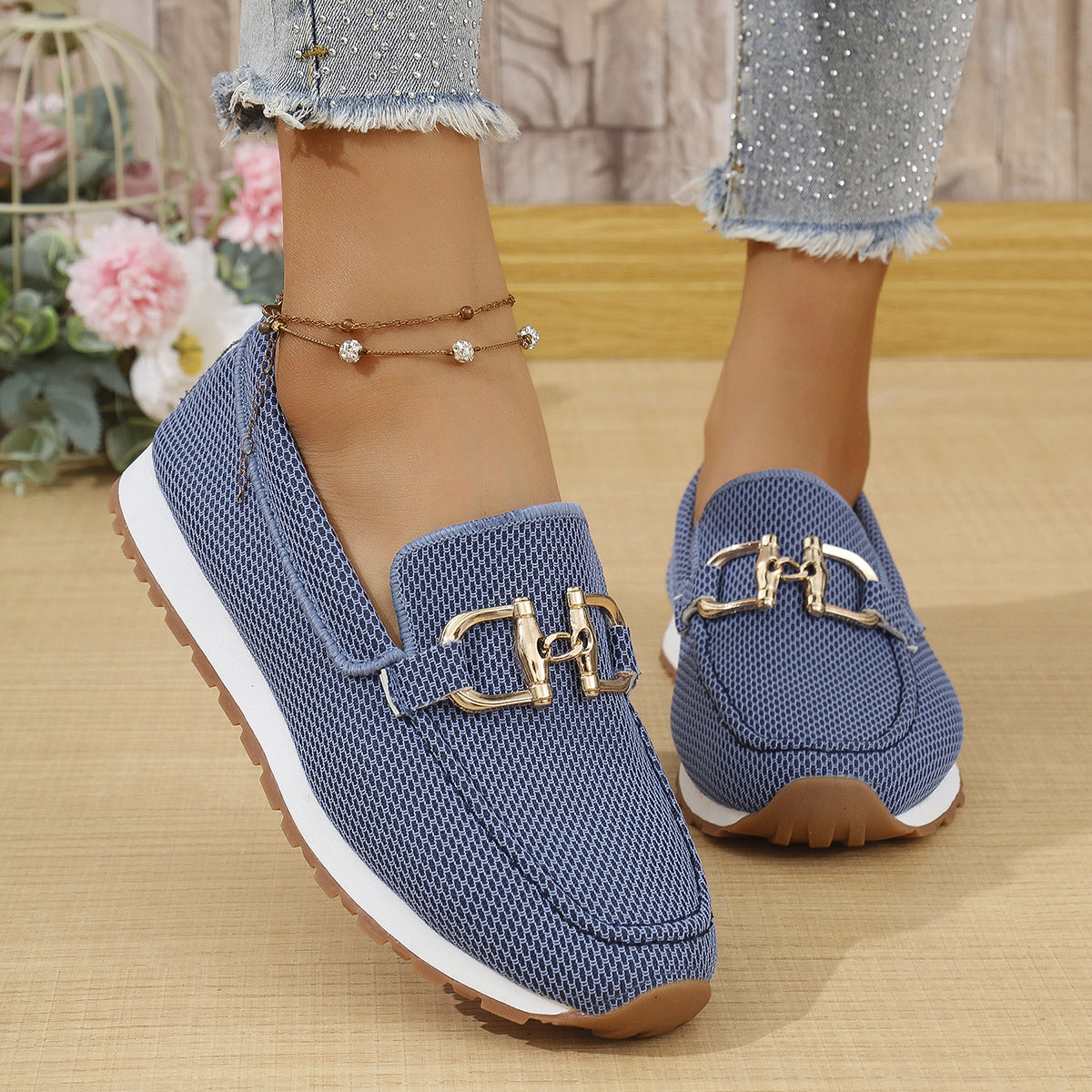Zara - Women's Round-Toe Buckle Slip-On Flats, Comfortable Everyday Shoes