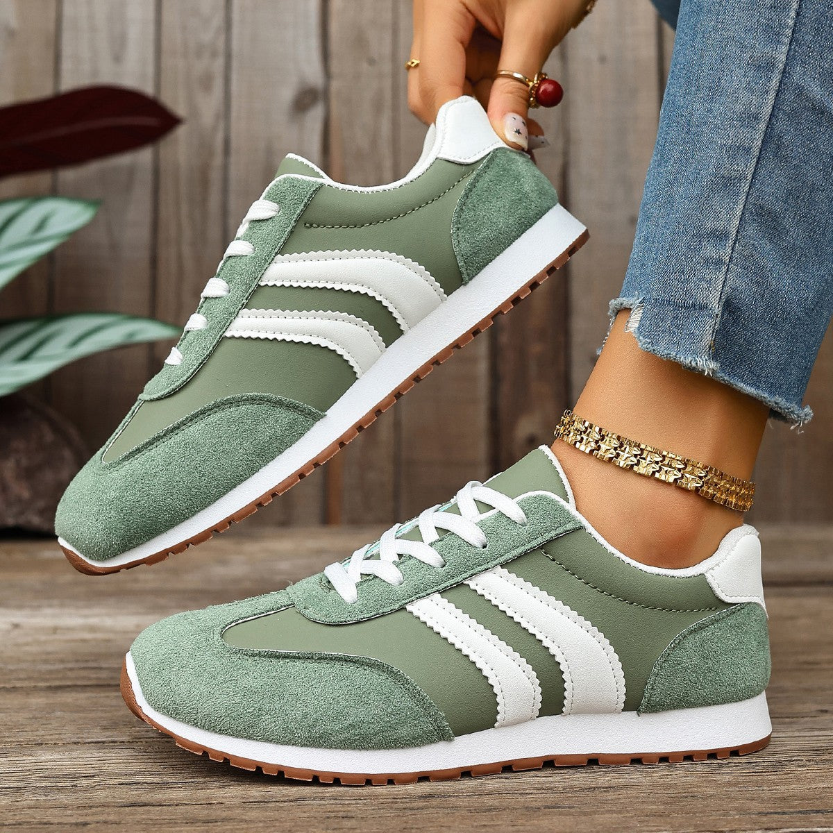 Ines - Women's Flat Sole Student Sneakers, Casual Walking Work Shoes