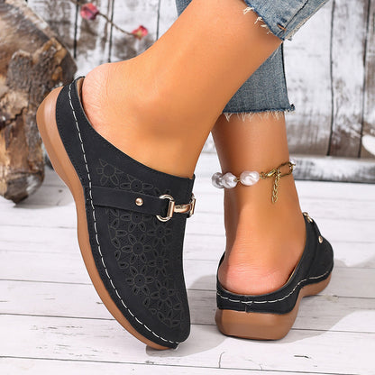 Ivy - Women's Closed-Toe Platform Slides, Thick Sole Backless Sandals