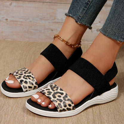 Hazel - Women's Wedge Roman Sandals, Open-Toe Elastic Strap Shoes