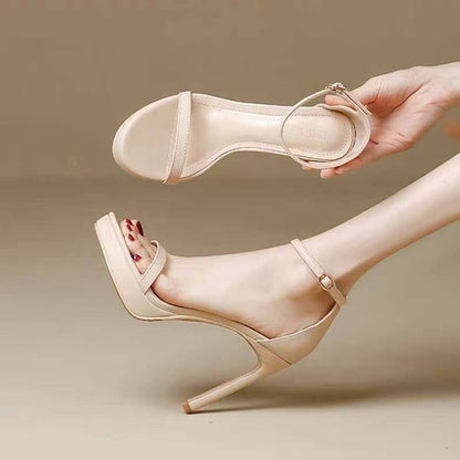 Elara - Women's Strappy Stiletto Platform Sandals, Sexy Metallic Heels