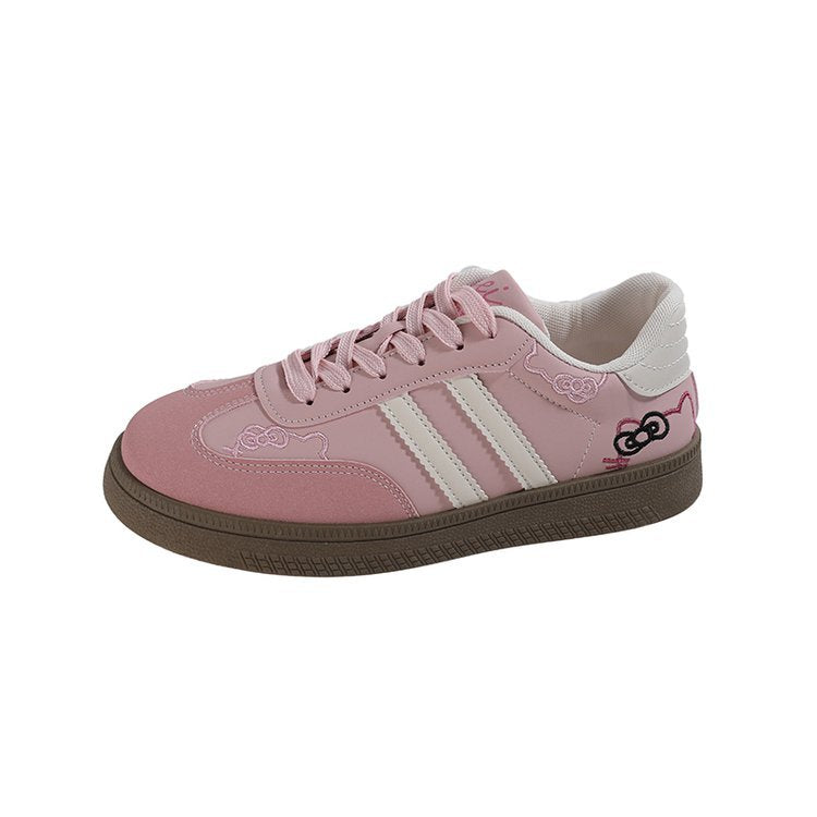 Mara - Women's Cat Embroidery Skate Sneakers, Cute Korean-Style Shoes