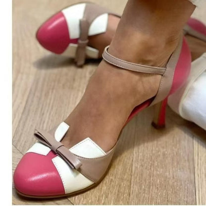 Isla - Women's Color-Block Buckle Heels, Cut-Out Fashion Sandals