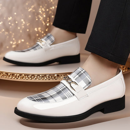 Drake - Men's Patent Leather Pointed-Toe Business Shoes, British Formal Oxfords