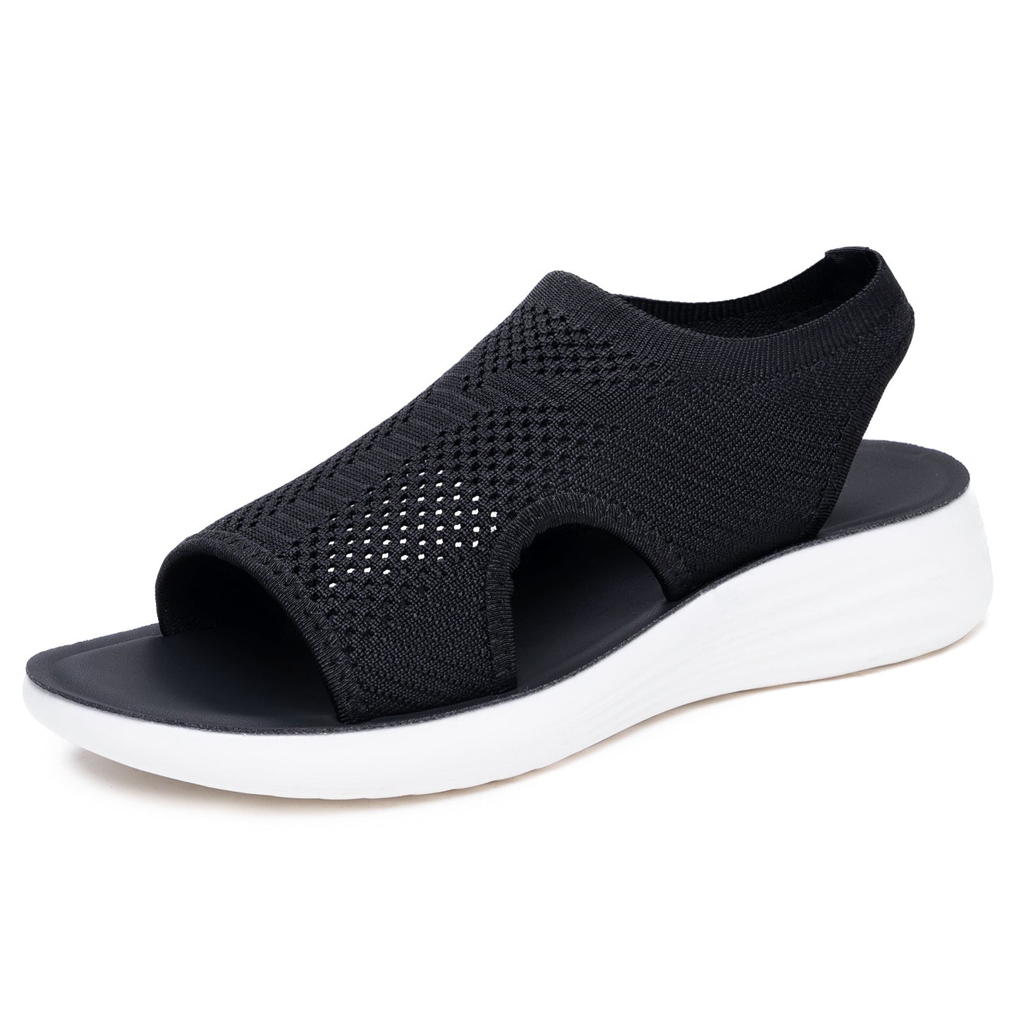 Briar - Women's Knit Cut-Out Roman Flats, Breathable Open-Toe Sandals