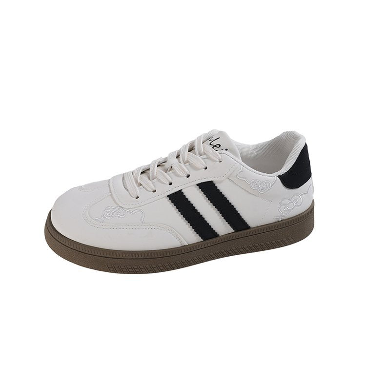 Mara - Women's Cat Embroidery Skate Sneakers, Cute Korean-Style Shoes
