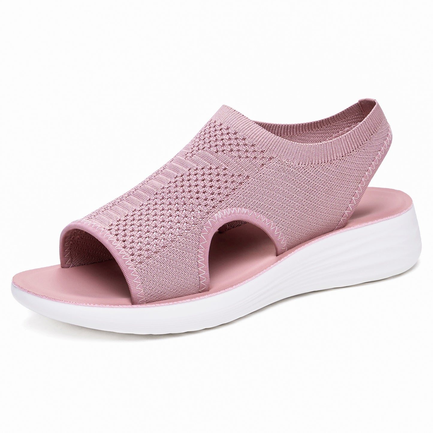 Briar - Women's Knit Cut-Out Roman Flats, Breathable Open-Toe Sandals