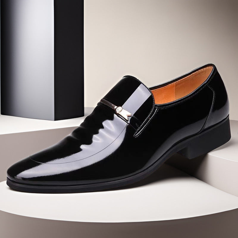 Reid - Men's Patent Leather Business Shoes, Formal Wedding Slip-On Oxfords