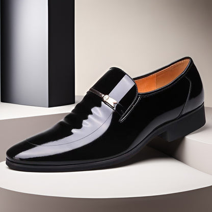 Reid - Men's Patent Leather Business Shoes, Formal Wedding Slip-On Oxfords
