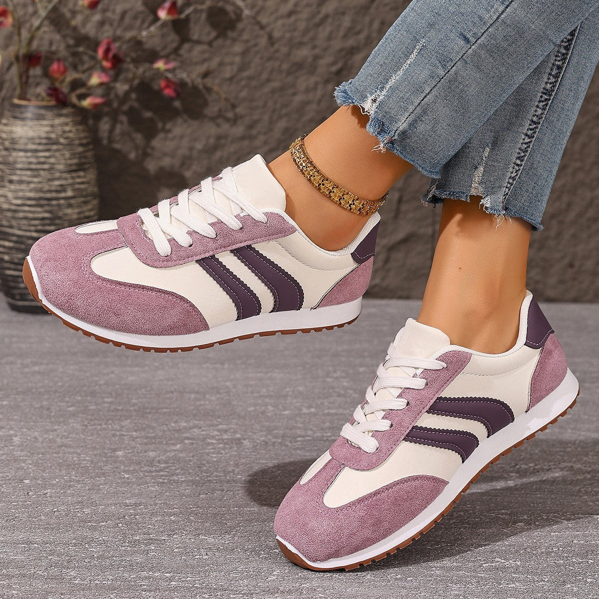 Ines - Women's Flat Sole Student Sneakers, Casual Walking Work Shoes